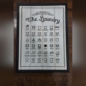 NIKKY HOME Laundry Art Symbols Sign, 12 x 16 inch Farmhouse Wood White